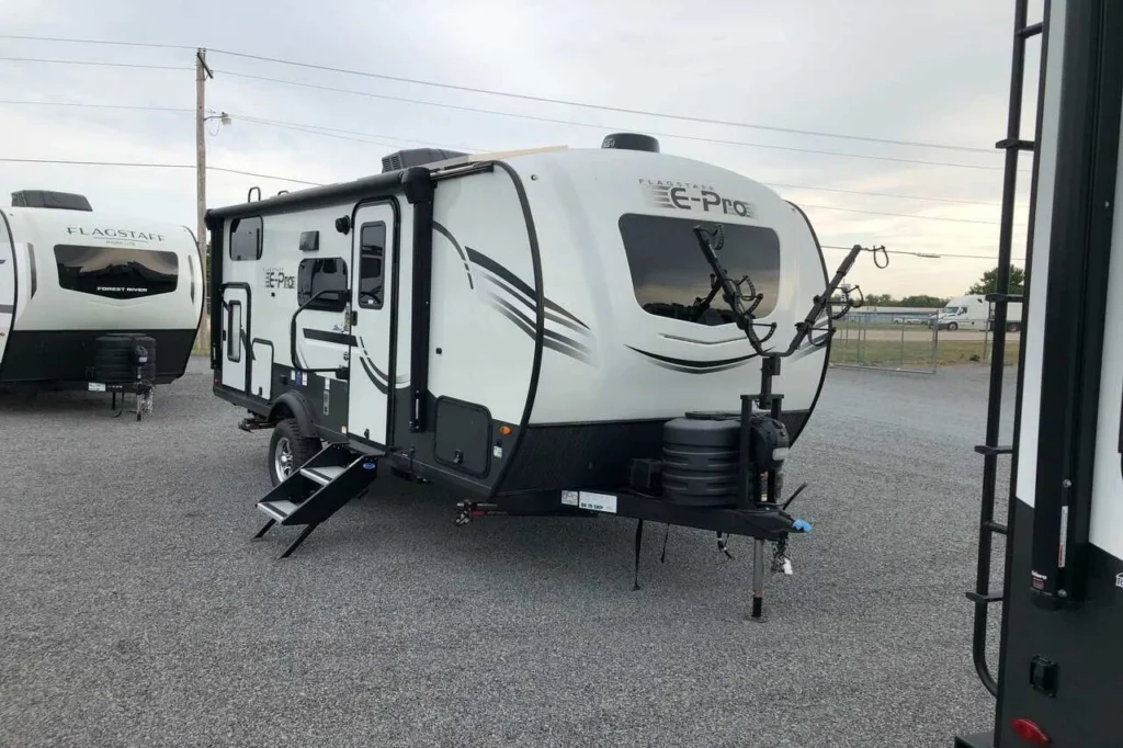 E Pro camper 2026 buyers guide overview showing compact travel trailer design lightweight towing features and modern off grid capabilities